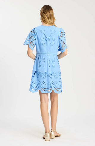 Lacey Open Embroidered Dress Vista Blue