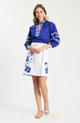 Simone Applique Skirt Blue Floral