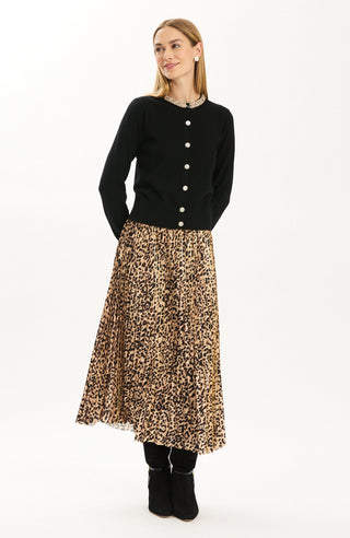 Cara Pleated Leopard Skirt