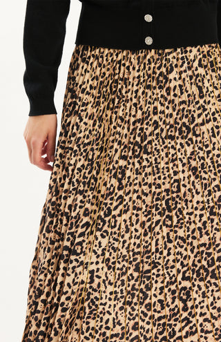 Cara Pleated Leopard Skirt