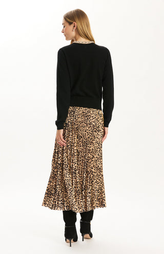 Cara Pleated Leopard Skirt