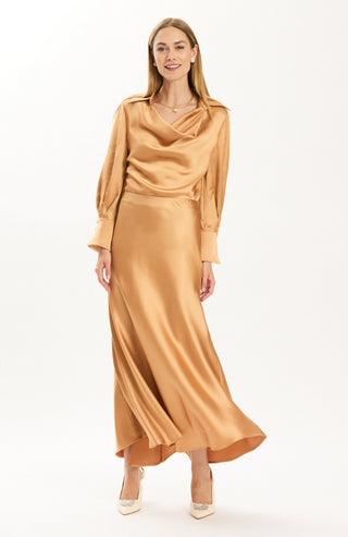 Astrid Charmeuse Blouse Champagne