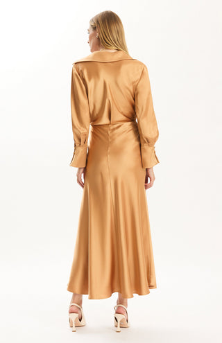 Astrid Charmeuse Blouse Champagne