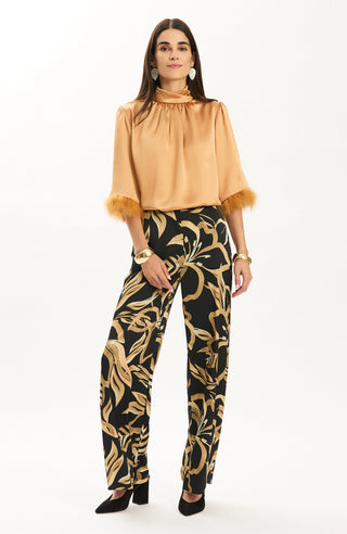 Laney Charmeuse Feather Top Champagne