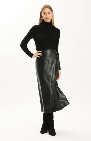 Phoebe Vegan Leather Skirt Black