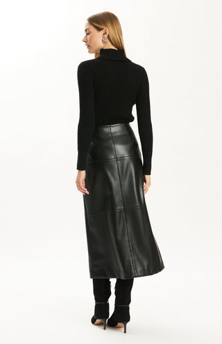 Phoebe Vegan Leather Skirt Black