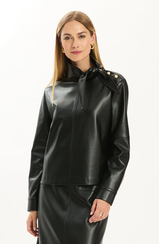 Rebecca Vegan Leather Tie Shirt Black