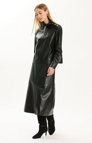 Rebecca Vegan Leather Tie Shirt Black