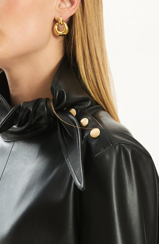 Rebecca Vegan Leather Tie Shirt Black