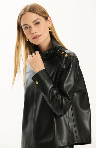 Rebecca Vegan Leather Tie Shirt Black