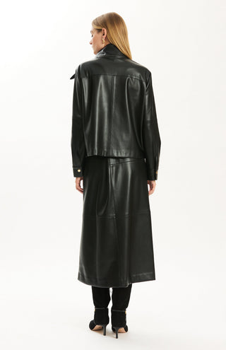 Rebecca Vegan Leather Tie Shirt Black