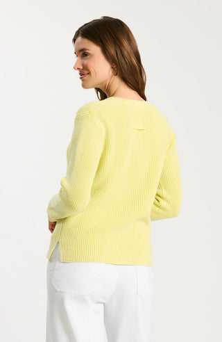 Mineral Wash V-Neck Sweater Sunny Lime
