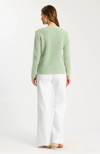 Mineral Wash V-Neck Sweater Crème De Menthe