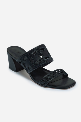 Gemma Mid Heel Sandal Black