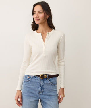 Lexi Pointelle Henley Antique White