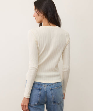 Lexi Pointelle Henley Antique White