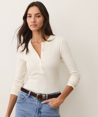 Lexi Pointelle Henley Antique White