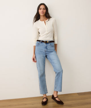 Lexi Pointelle Henley Antique White