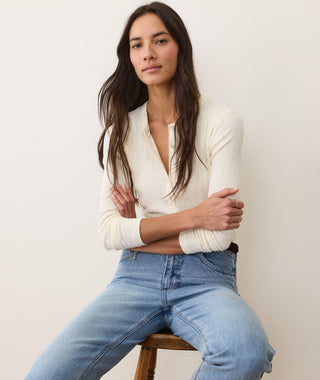Lexi Pointelle Henley Antique White