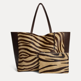 Savannah Tote Brown Zebra Calf Hair