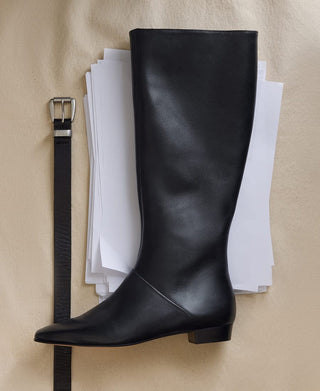 Ramona Riding Boots Black Pull-Up Calf