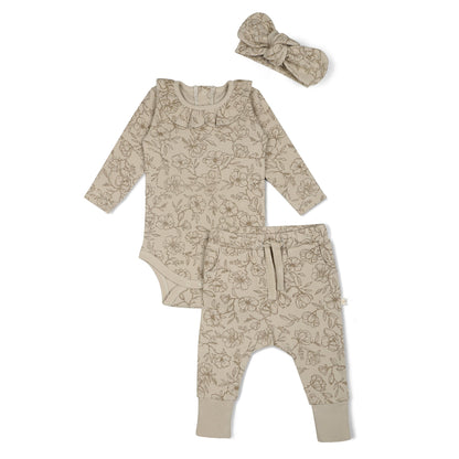 Organic Ruffle Onesie & Pants Set - Vintage Bloom