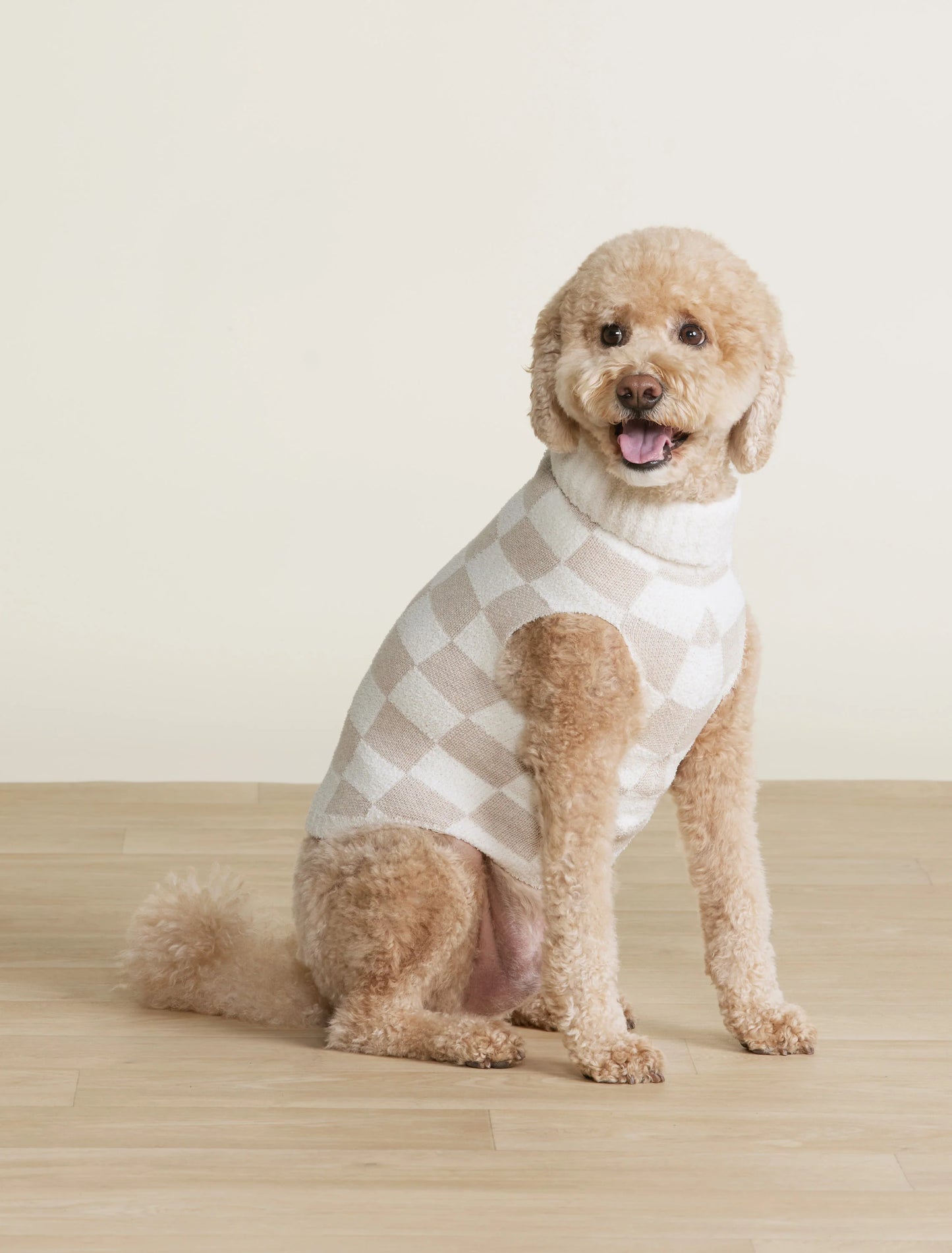 Checkered Pet Sweater Oatmeal/Cream