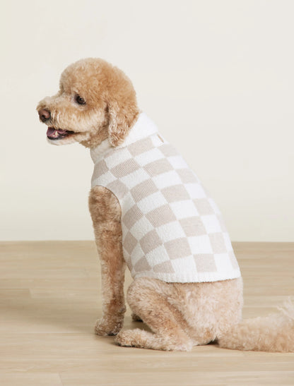 Checkered Pet Sweater Oatmeal/Cream