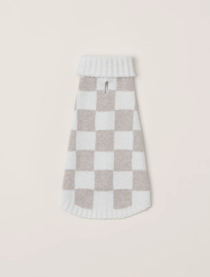 Checkered Pet Sweater Oatmeal/Cream