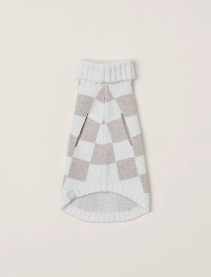 Checkered Pet Sweater Oatmeal/Cream