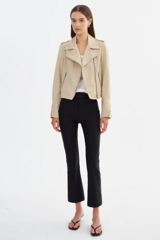 Donna S Suede Biker Jacket Alabaster