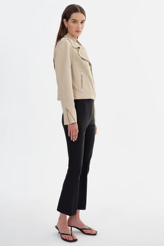 Donna S Suede Biker Jacket Alabaster
