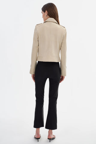 Donna S Suede Biker Jacket Alabaster
