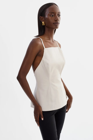 Ilona Whisper White Leather Hourglass Top
