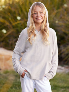 Youth Button Hoodie Silver