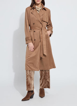 Agatha Vegan Suede Trench Coat Lux Camel
