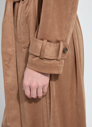 Agatha Vegan Suede Trench Coat Lux Camel