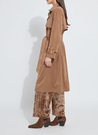 Agatha Vegan Suede Trench Coat Lux Camel