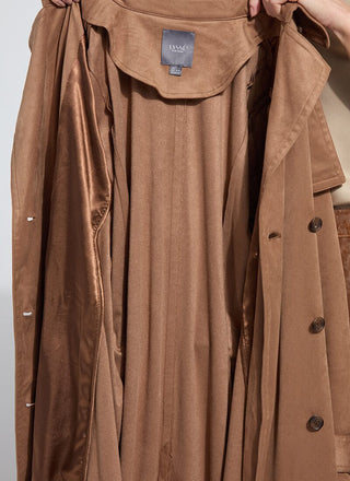 Agatha Vegan Suede Trench Coat Lux Camel