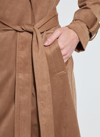Agatha Vegan Suede Trench Coat Lux Camel