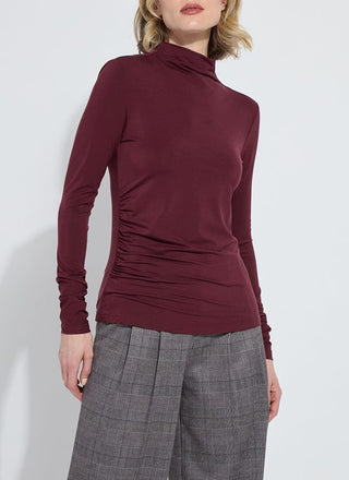 Jovita Funnel Neck Top Dark Plum