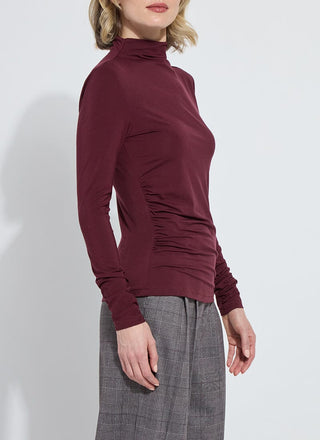 Jovita Funnel Neck Top Dark Plum