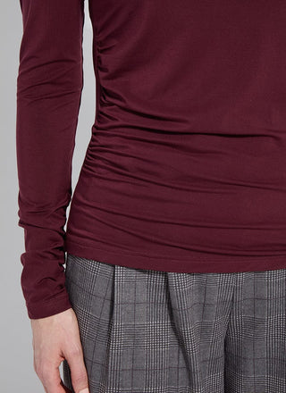 Jovita Funnel Neck Top Dark Plum