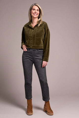 Long Sleeve Button Front Cord Jacket Ivy