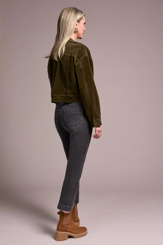 Long Sleeve Button Front Cord Jacket Ivy