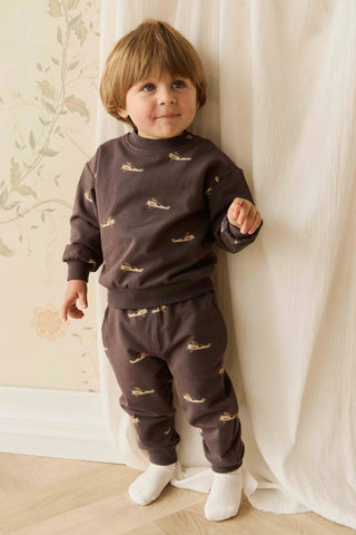 Organic Cotton Dominic Track Pants Pilot Planes Bistre