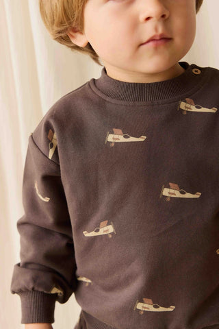 Organic Cotton Peyton Sweatshirt Pilot Planes Bistre