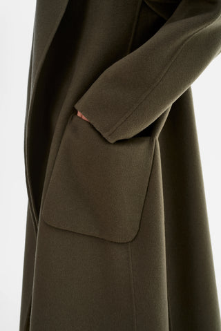 Thara Shawl Collar Wool Coat Dark Olive