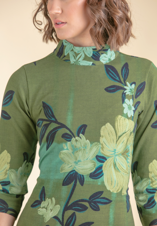 Naomi Midi Dress Serpentine Floral Pane Teal