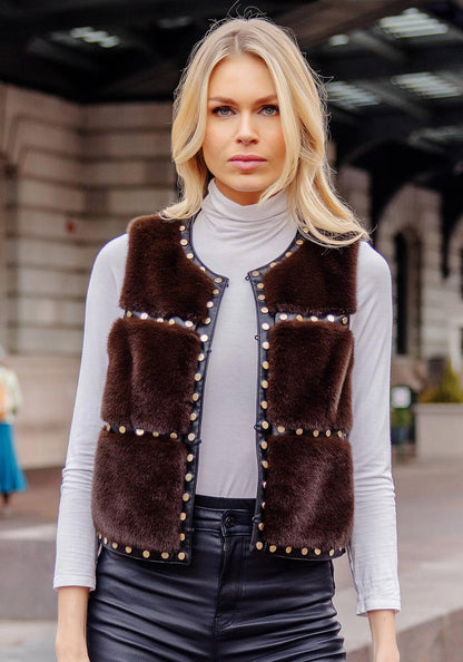 Giselle Studded Vest Espresso